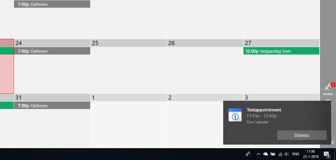 OneCalendar notification