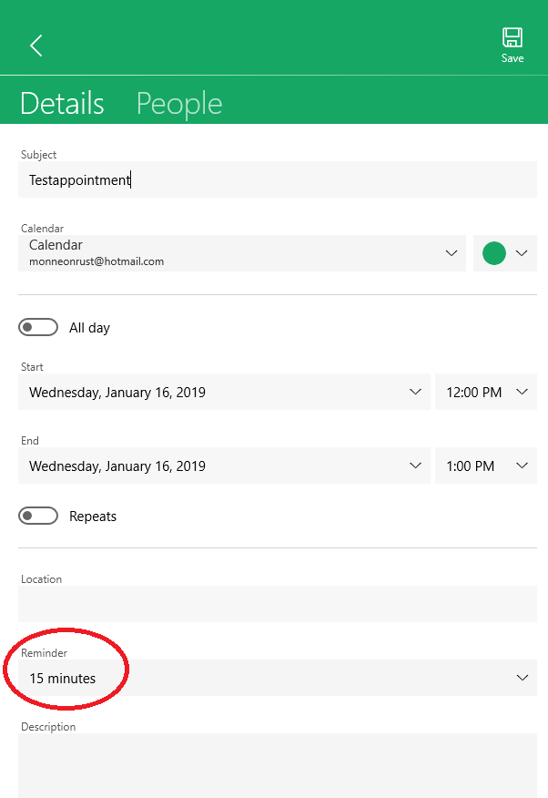 Appointment reminder
