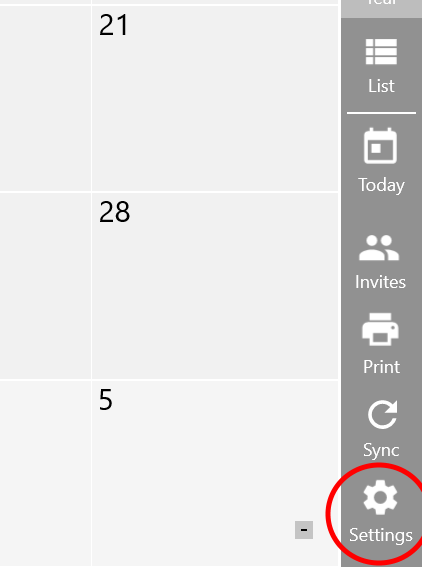 OneCalendar Windows open settings